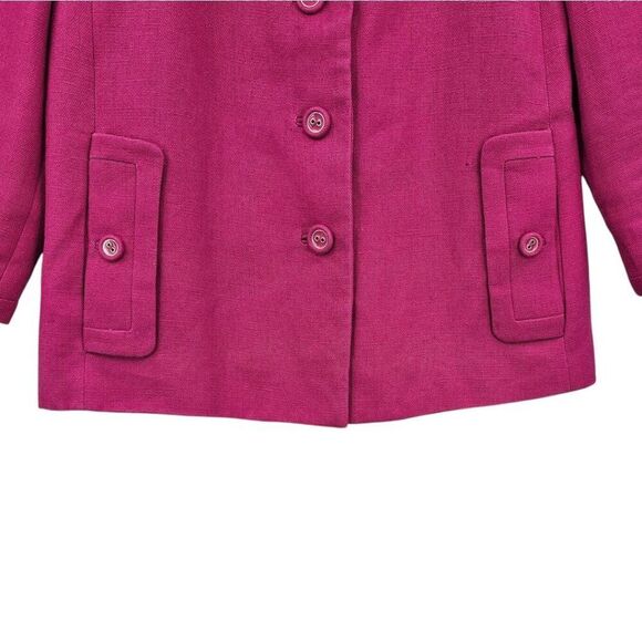 Talbots Womens 2 Pink Linen Three Button Blazer - Picture 4 of 13